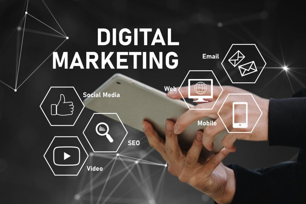 digital marketing, online marketing and internet marketing concept